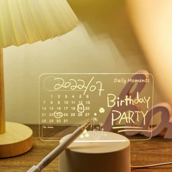 LED Acrylic Writing Board Calendar - USB Desk Lamp & Night Light | Multifunction - Picture 5 of 8